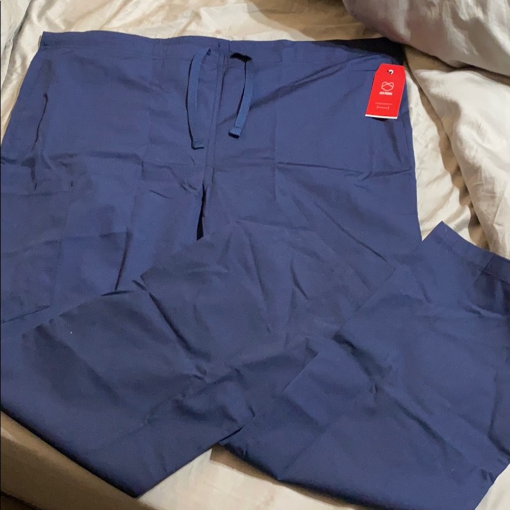 Red panda drawstring scrub pants